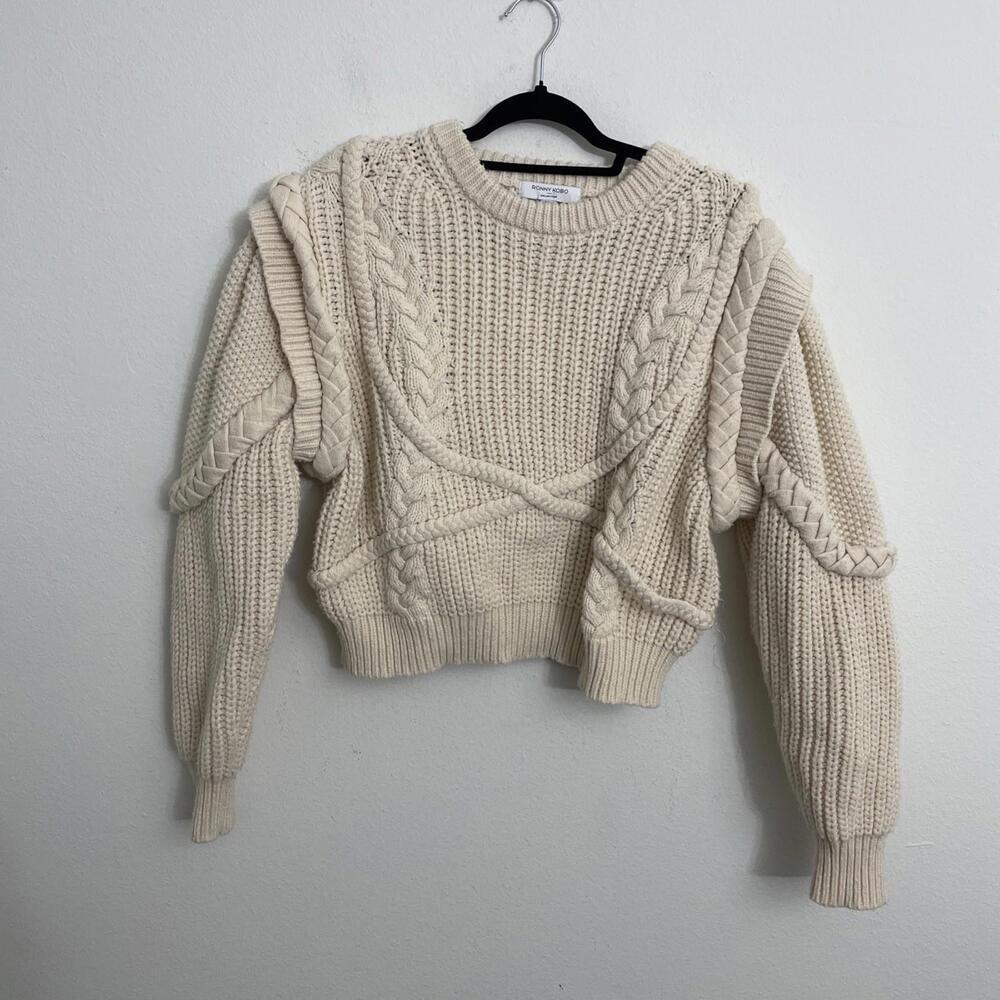 Ronny Kobo Cream Sweater Knot Design Size XL
